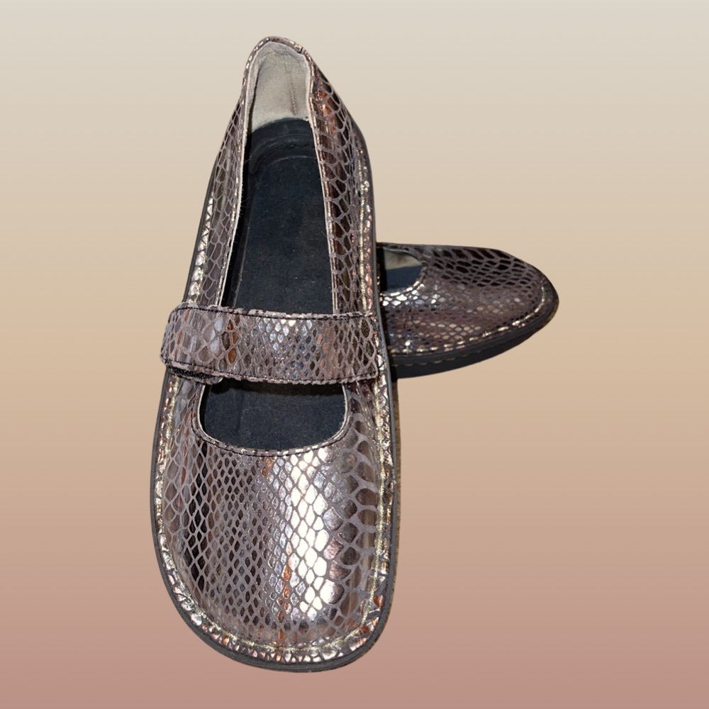 Alegria FEL-709 Leather Metallic Bronze Mary Jane Womens Shoes sz 36/6-6.5